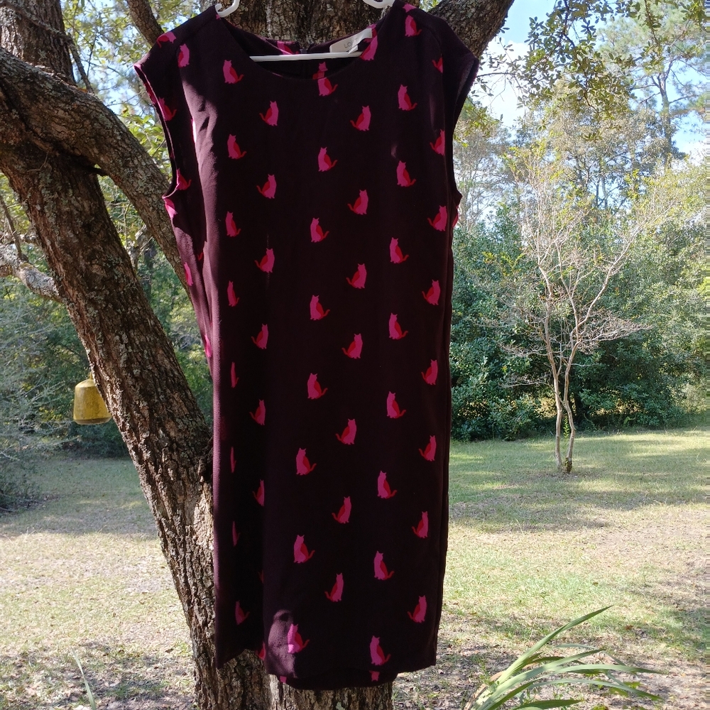 LOFT Burgandy with Pink Kitties